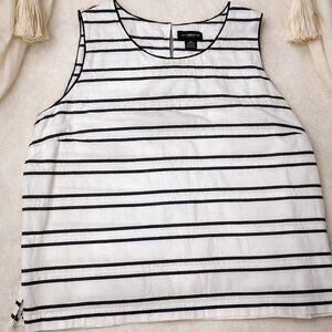 Liz Claiborne Career Black‎ White Striped Sleeveless Top Women’s XL Blouse